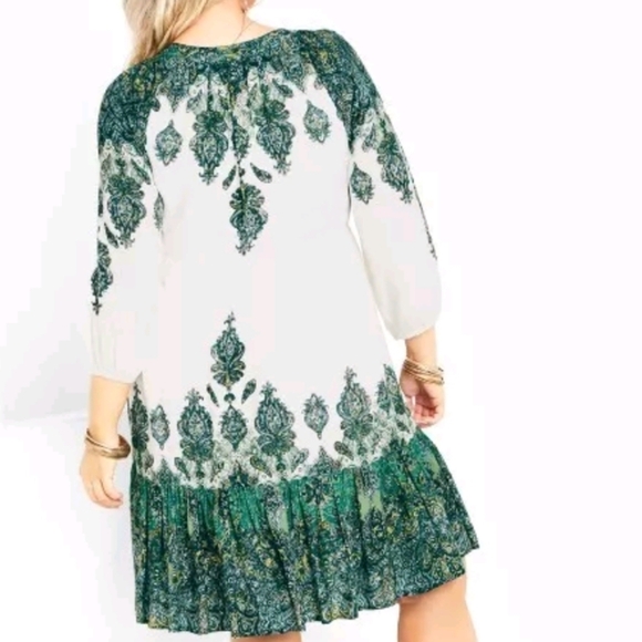 Lady Lux Dress Bohemian Green Design Tiered Midi Dress by Arna York Collection - Picture 4 of 10